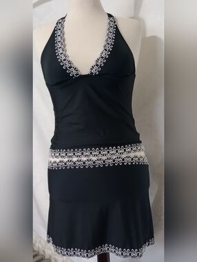 BECCA Black Tankini with White Trim